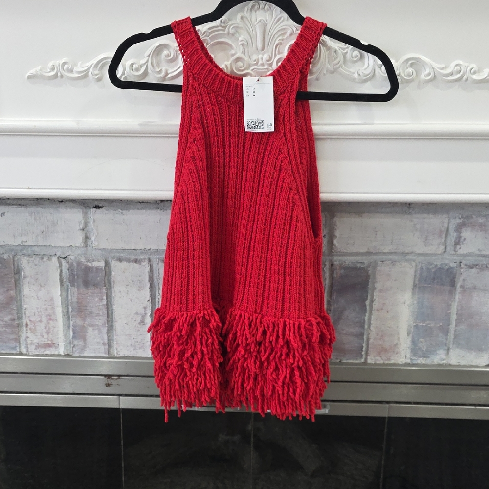 H&M Red Fringe Casual Top